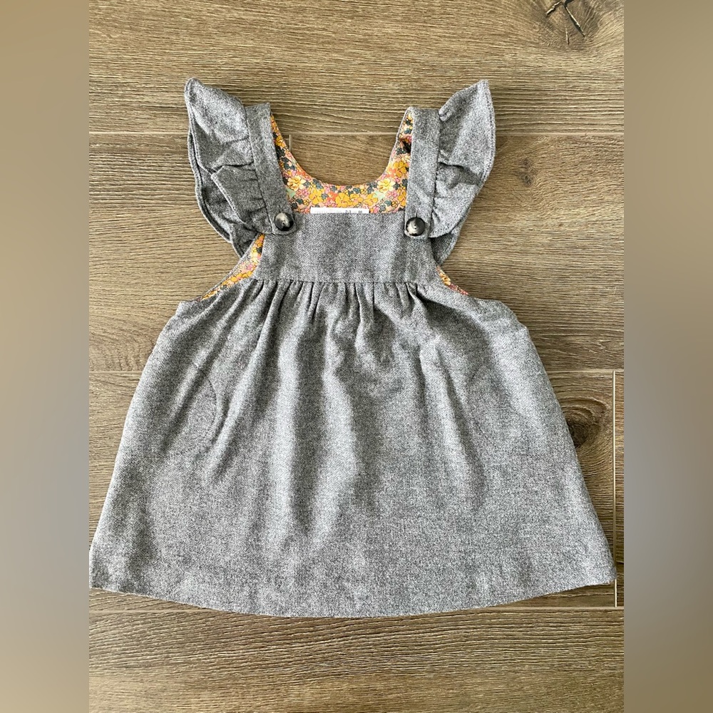 Zara wool-blend charcoal pinafore dress Size 2-3 years NWT